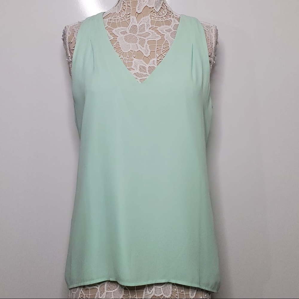 New Banana Republic Mint Green Deep V Drapey Racerback